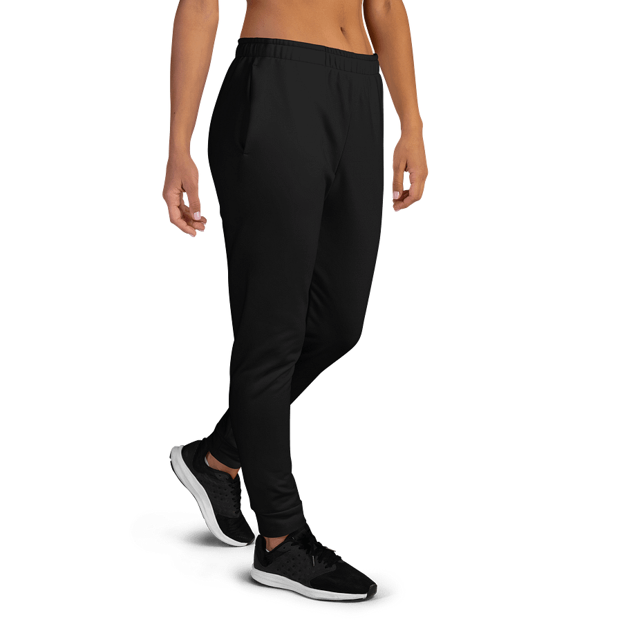 Black Solid Color Women's Fleece Sweatpants product image (4)