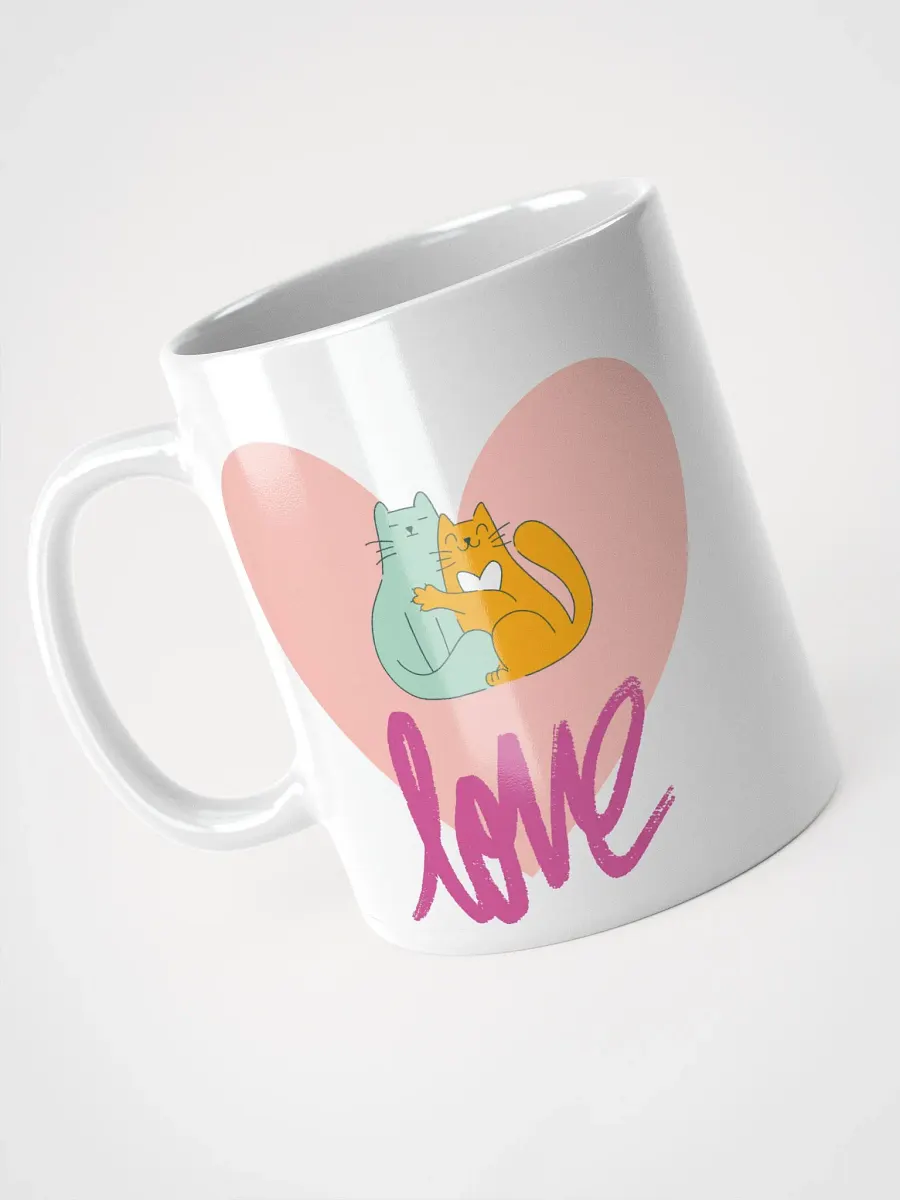White Glossy Mug Lovely Cats product image (3)