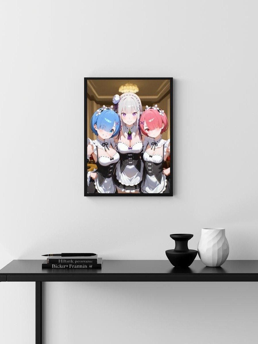 Re:Zero – Rem, Ram & Emilia Maid Ensemble – 8x10 Metal Print product image (3)