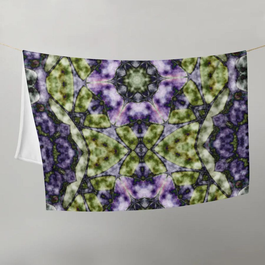 Bohemian 6 Pointed Madala Green and Purple/ Throw Blanket by Allcolor product image (4)