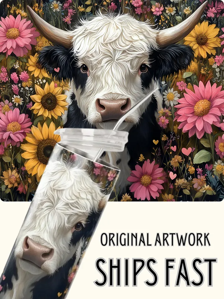 Floral Cow Stainless Steel Tumbler product image (1)