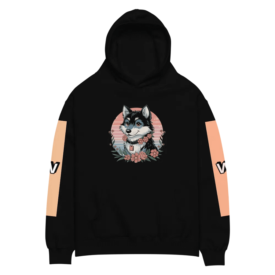 Smiling wolf dog Floral Wreath Hoodie product image (2)