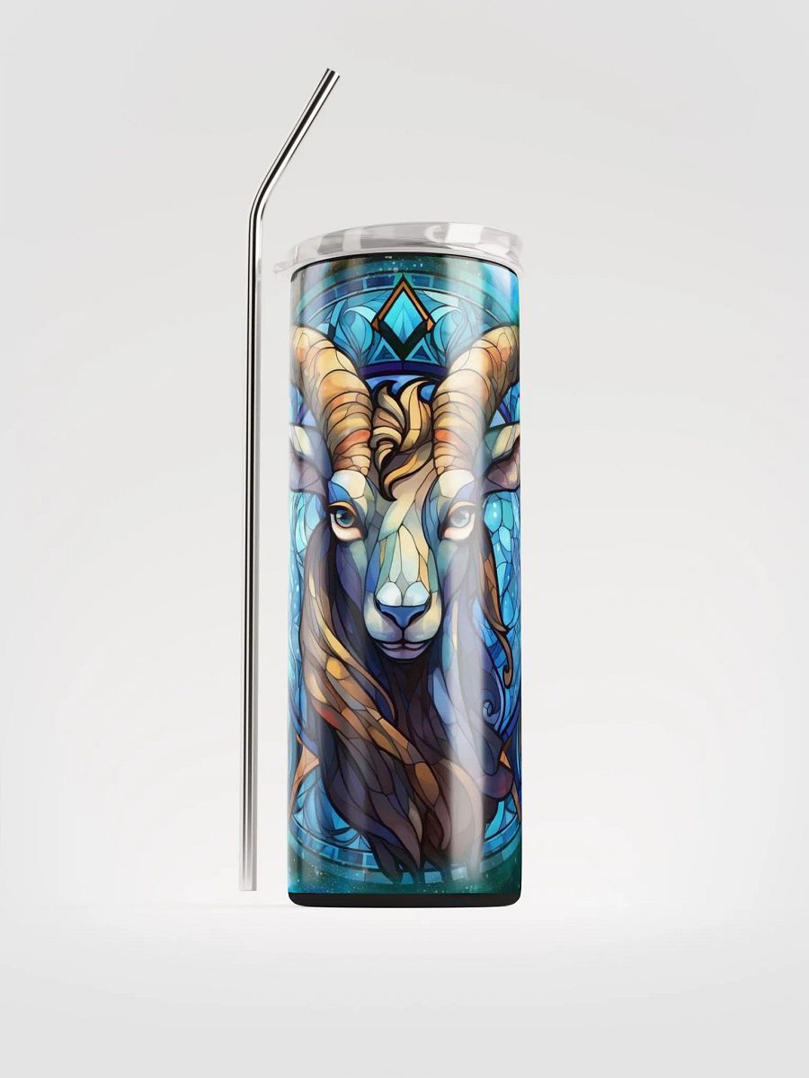 Stained Glass Capricorn Stainless Steel Tumbler: Illuminate Your Zodiac Style product image (1)