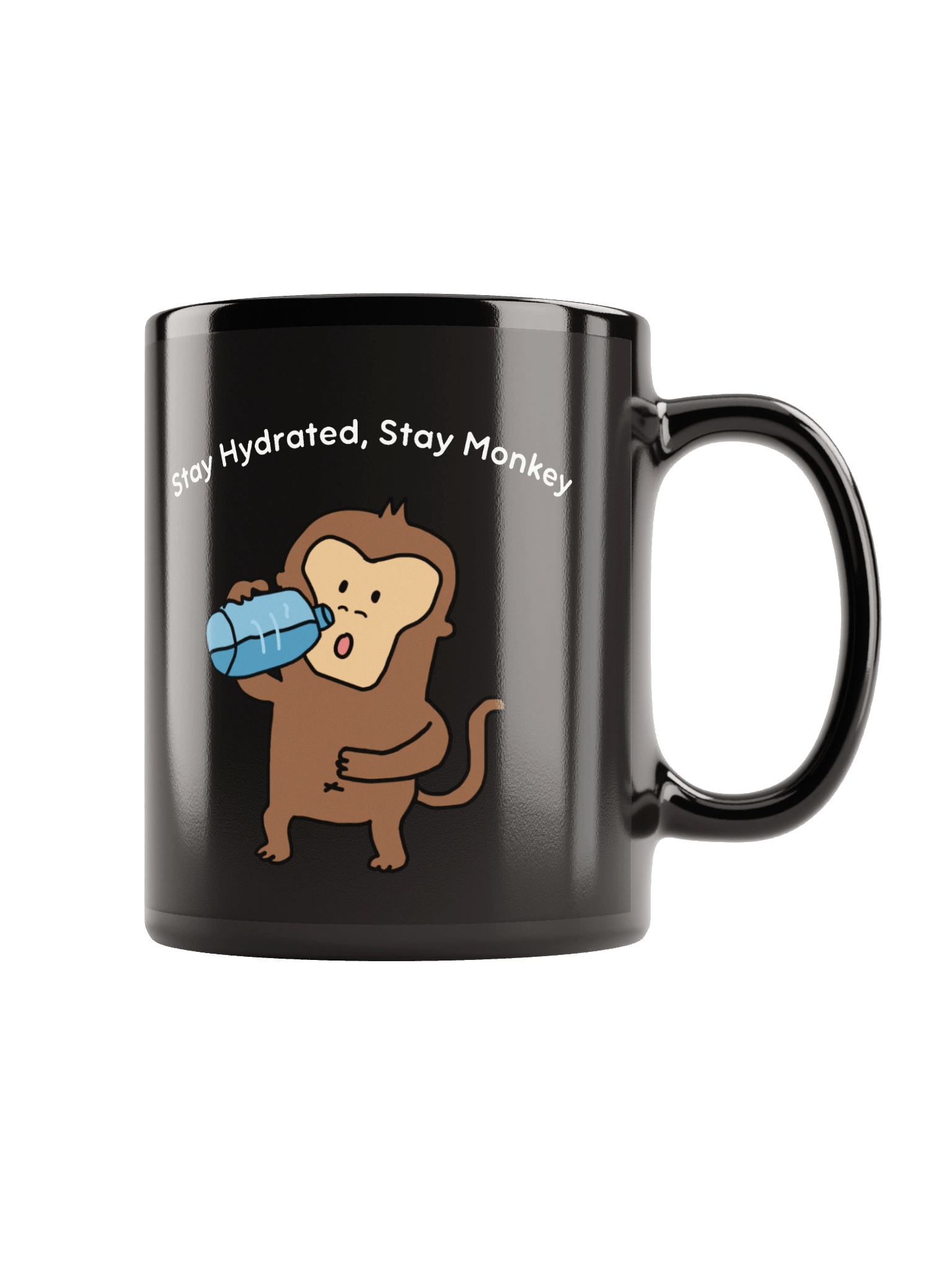 "Stay Hydrated, Stay Monkey" Ceramic Mug (Black) product image (1)