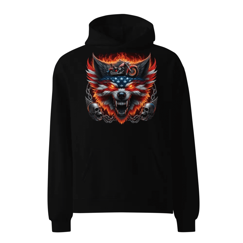 Fiery Wolf American Flag Oversized Hoodie #35 product image (1)