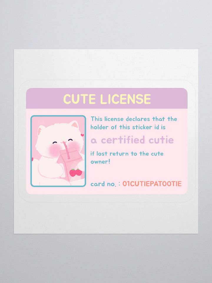 Cutie License White Cat Vinyl Sticker product image (1)