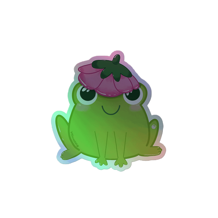 Frog with Flower Hat Holographic Sticker product image (2)