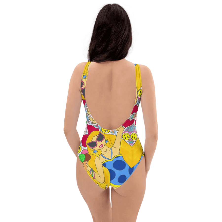 Girl with the ice cream (art by Dina R.) tempera painting picture - One-Piece Swimsuit product image (5)