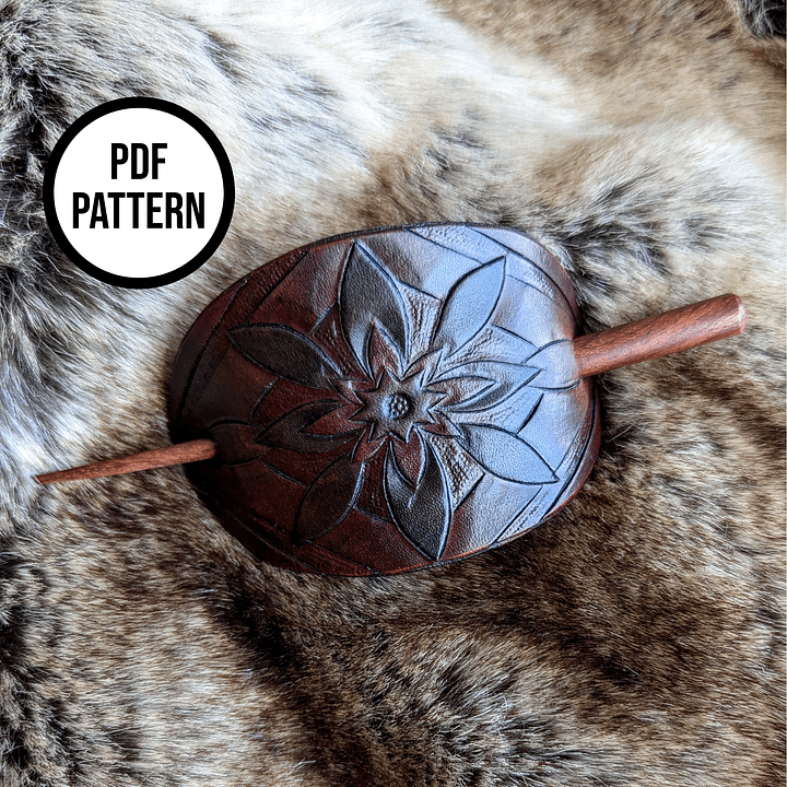 Geometric Leather Hair Stick - PDF Pattern for Leatherwork product image (1)