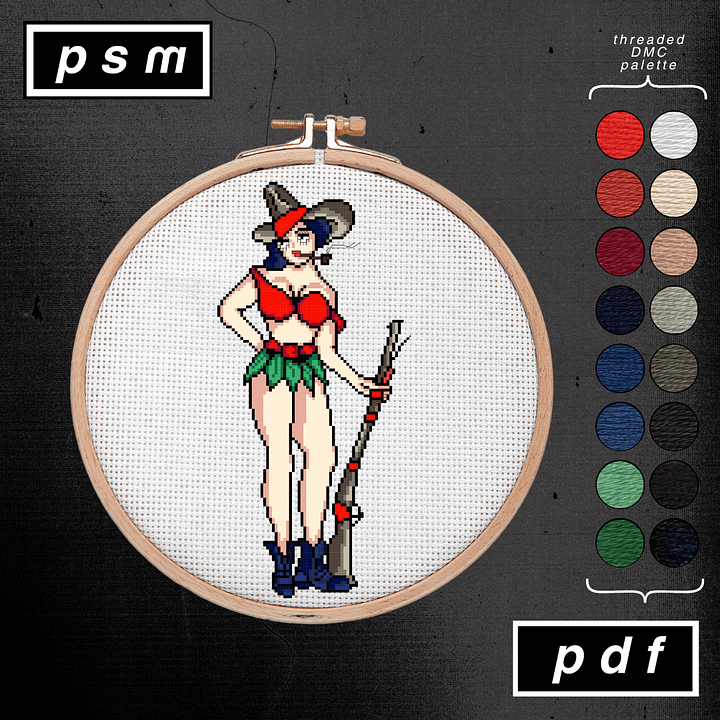 Bert Grimm Cowgirl with Pipe and Rifle Pin Up Pattern product image (1)