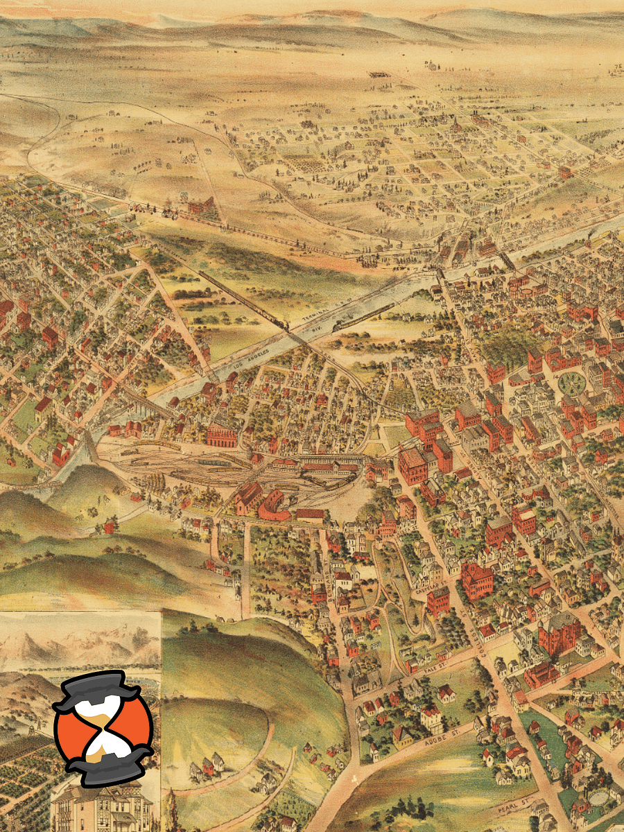 Los Angeles 1891 Canvas Print – Hand-Drawn Historic City Map product image (2)