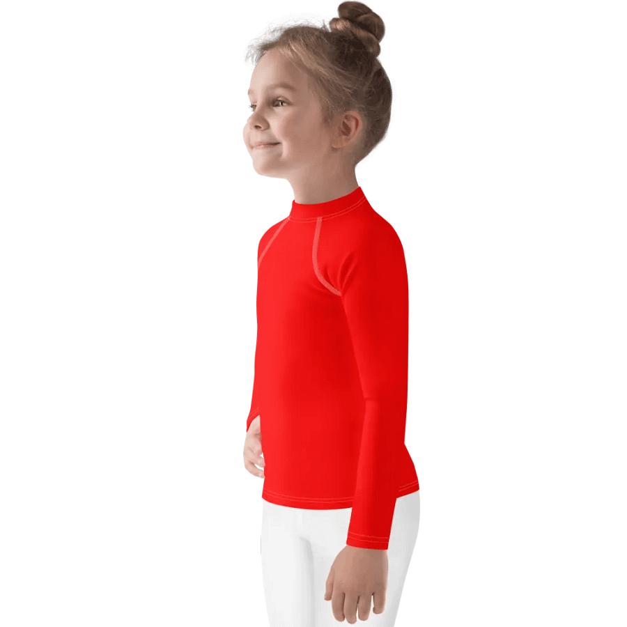 Kids Plain Color Red Rash Guard product image (3)