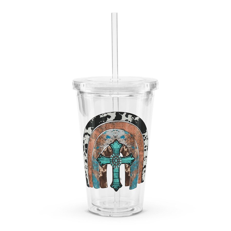 Jesus Rainbow Cowhide - Double Wall Clear Plastic Tumbler product image (1)