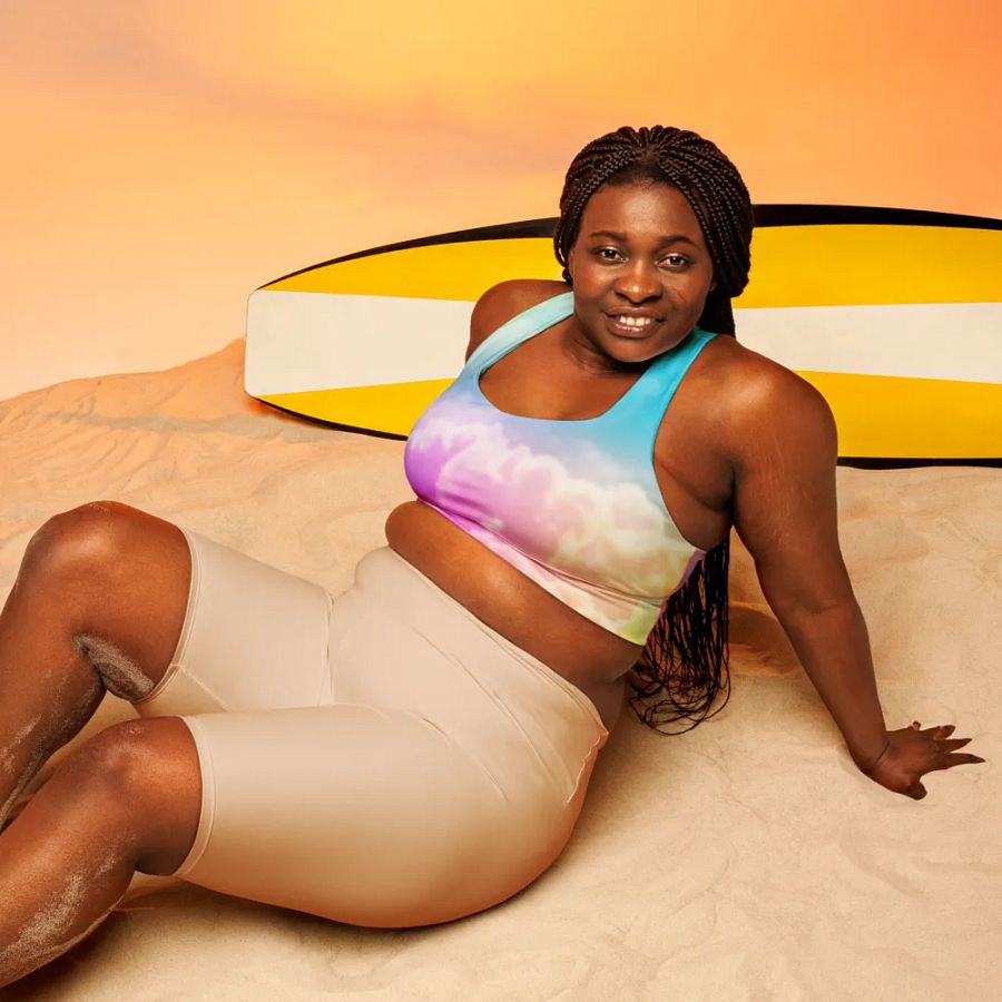 Blur cloud rainbow Design Longline Sports Bra - v7 product image (6)