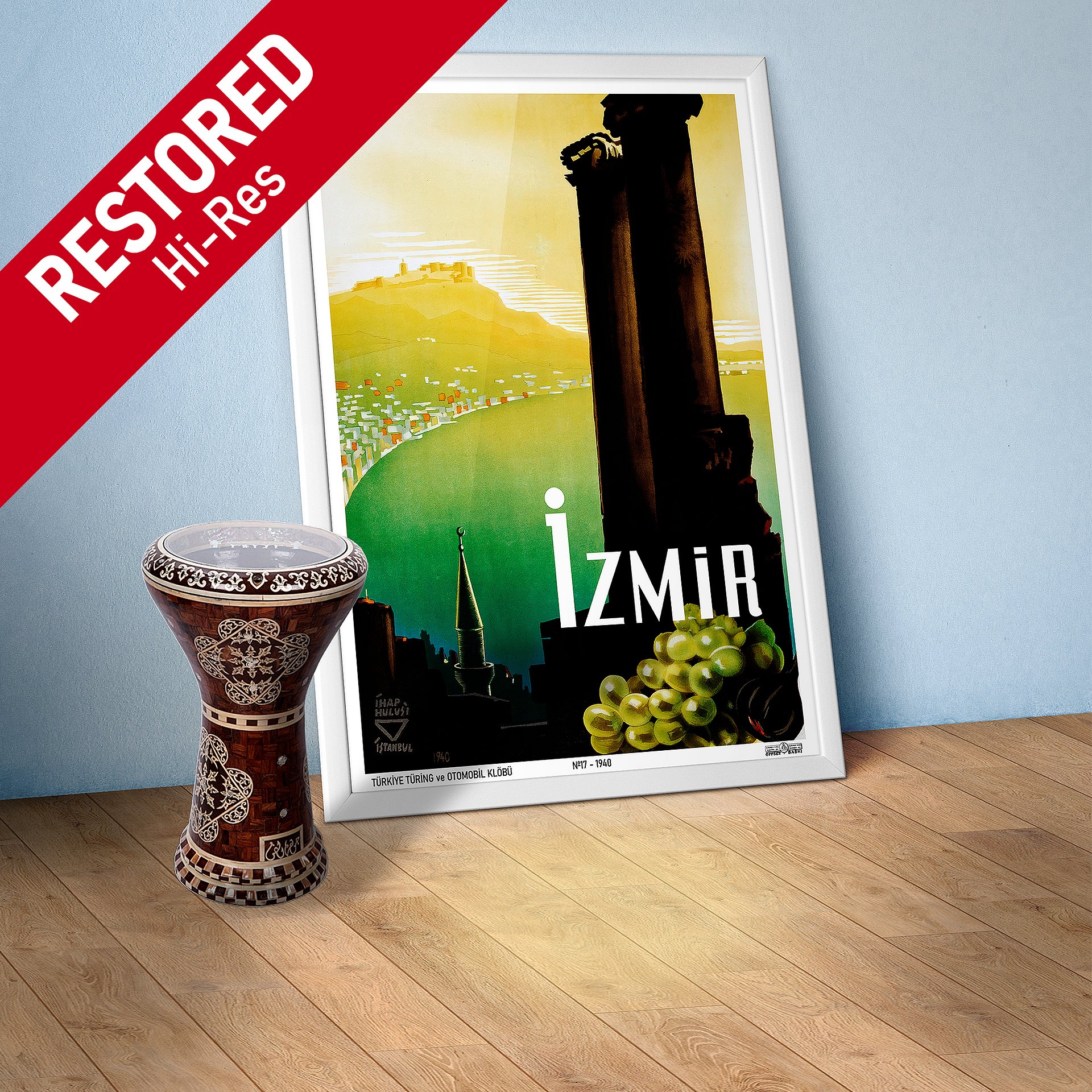 Izmir, Turkey, 1940 (Türkiye Turing Klöbü) — retro vintage travel poster, retro travel art, retro travel wall art product image (1)