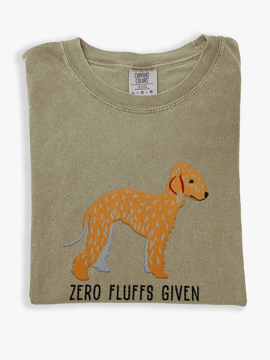 Zero Fluffs Given T-Shirt(Embroidered) of a Bedlington Terrier(Tan) product image (1)