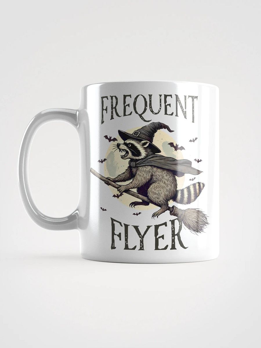 Frequent Flyer Raccoon Witch White Glossy Mug product image (16)