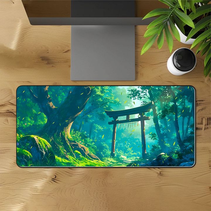 Serene Forest Torii Gate Desk Mat - 12
