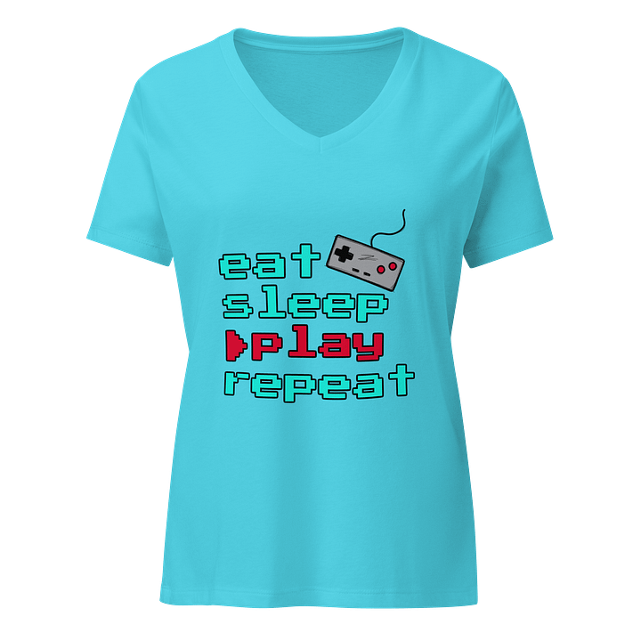 Relaxed V-Neck Shirt | "eat sleep play repeat" product image (13)