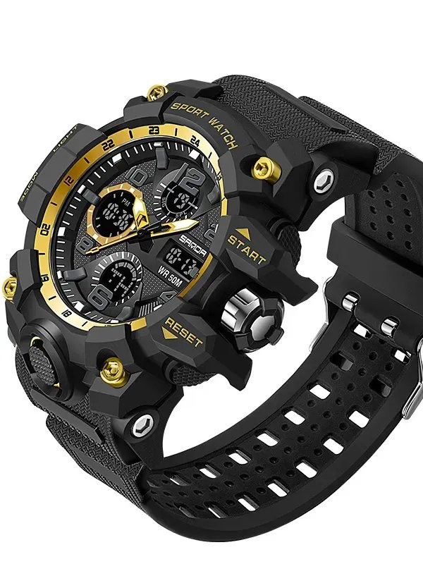Men Dual Display Quartz Sports Watches Multi-Function Waterproof Male Stopwatch Wristwatch product image (7)