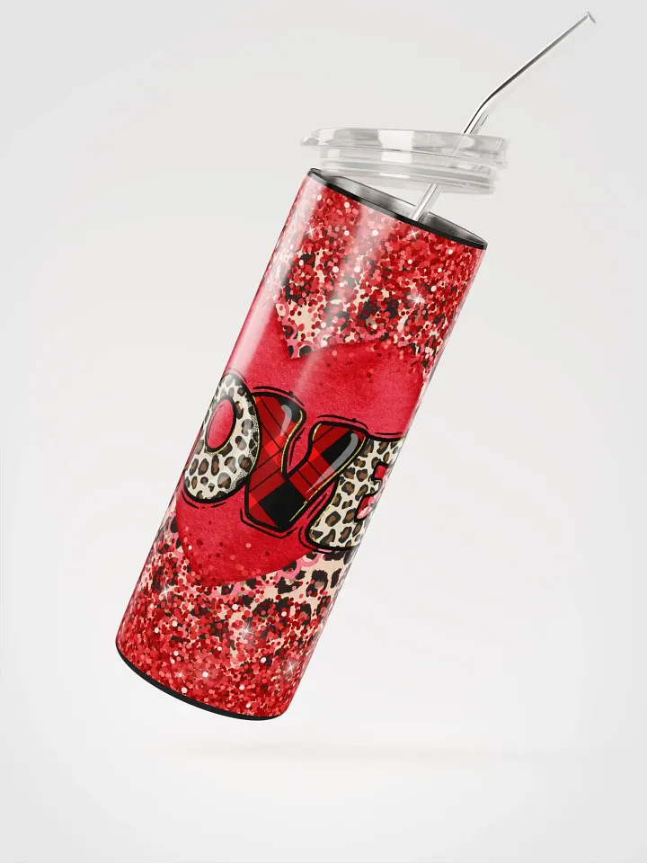 Valentine's Love Red Glitter Stainless Steel Tumbler: Spark Romance product image (2)
