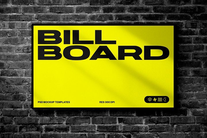 Billboard Mockup on Black Brick Wall product image (1)