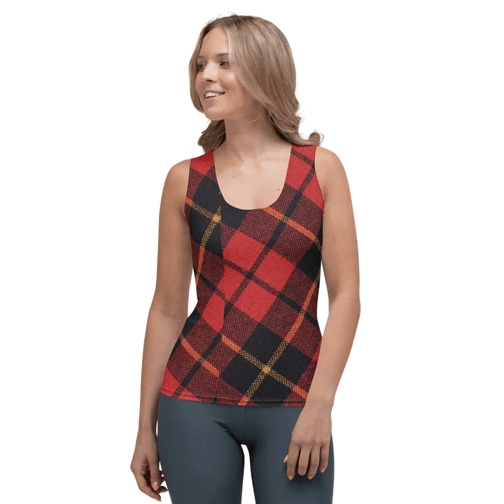 ALL-OVER PRINT RED YELLOW AND BLACK CHECKERED PATTERN VINTAGE CHECKERED WOMEN'S TANK TOP product image (1)