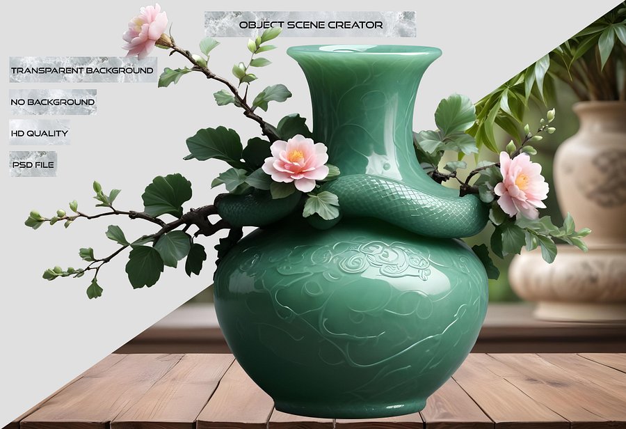 Celestial Jade Vase – Serpent Harmony PNG product image (2)