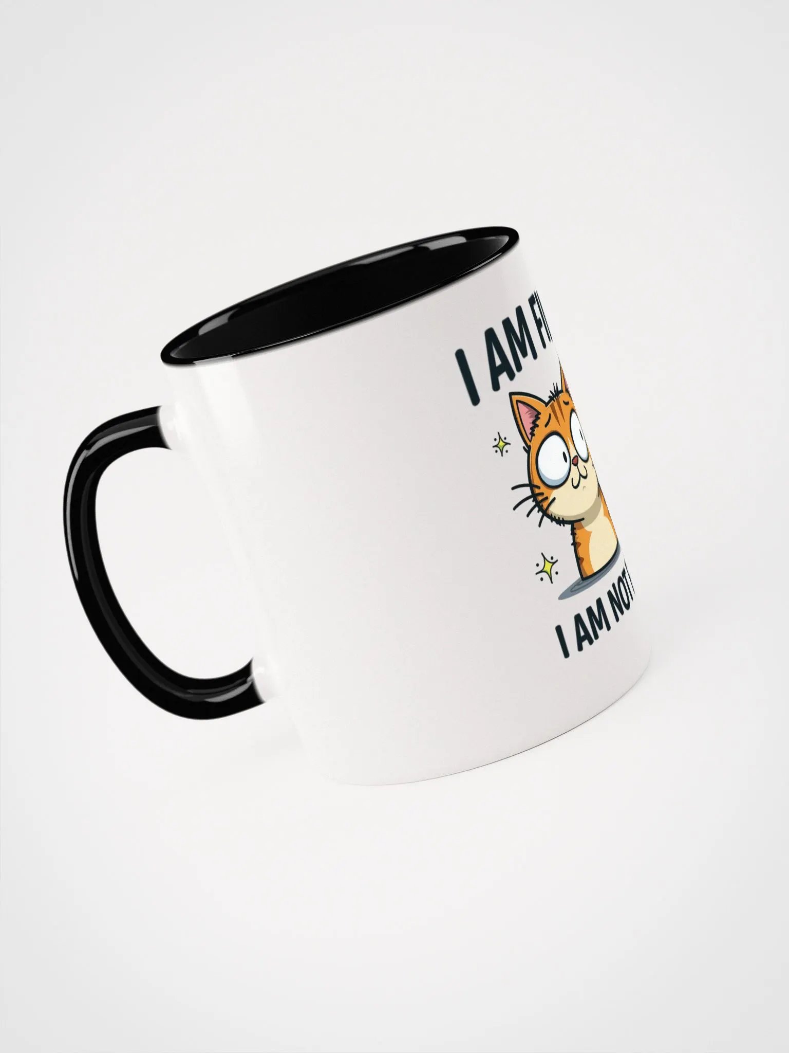 Anxious Cat 'I AM FINE!' Color Inside Mug product image (32)