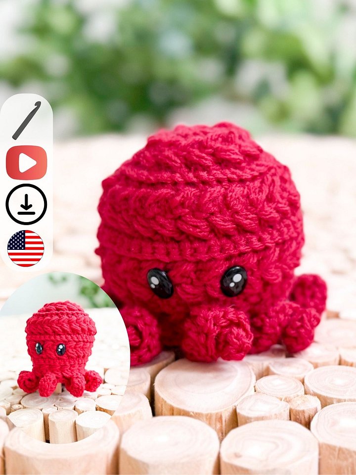 Amigurumi Octopus Crochet Pattern | No-Sew Wheat Stitch Design product image (1)