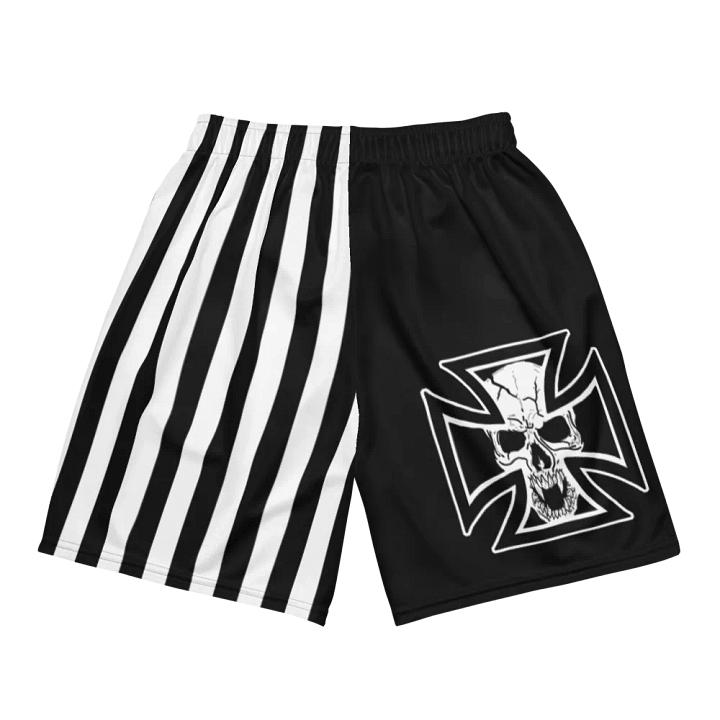 Maltese cross and skull mesh shorts product image (2)