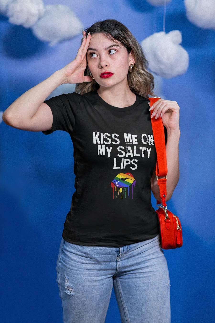 LGBTQ+ T-Shirt - Kiss Me On My Salty Lips - Rainbow (dark) product image (6)