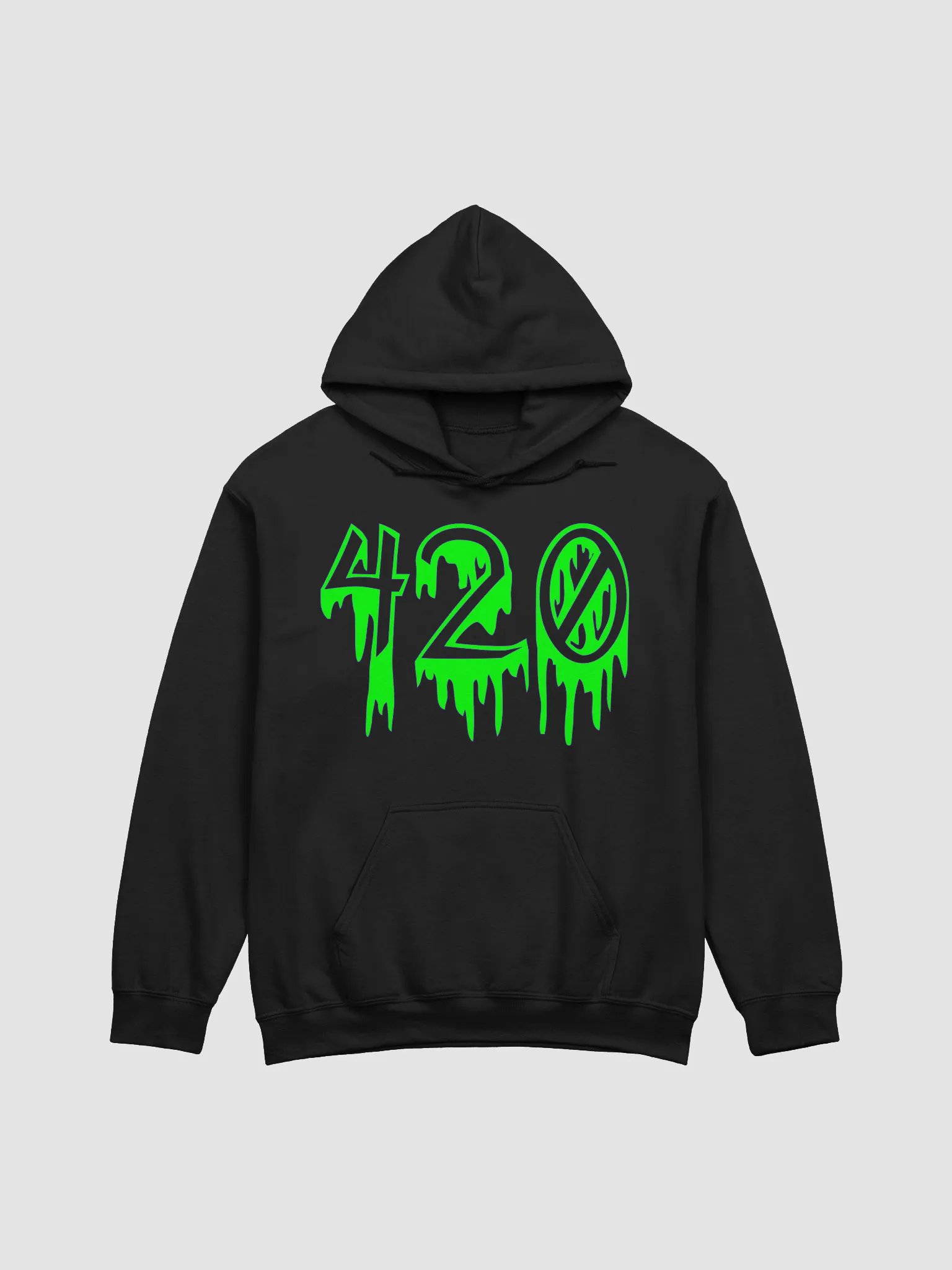 Dripping Green Happy 420 Horror Black Hoodie, Creepy Cannabis Stoner Clothing product image (1)