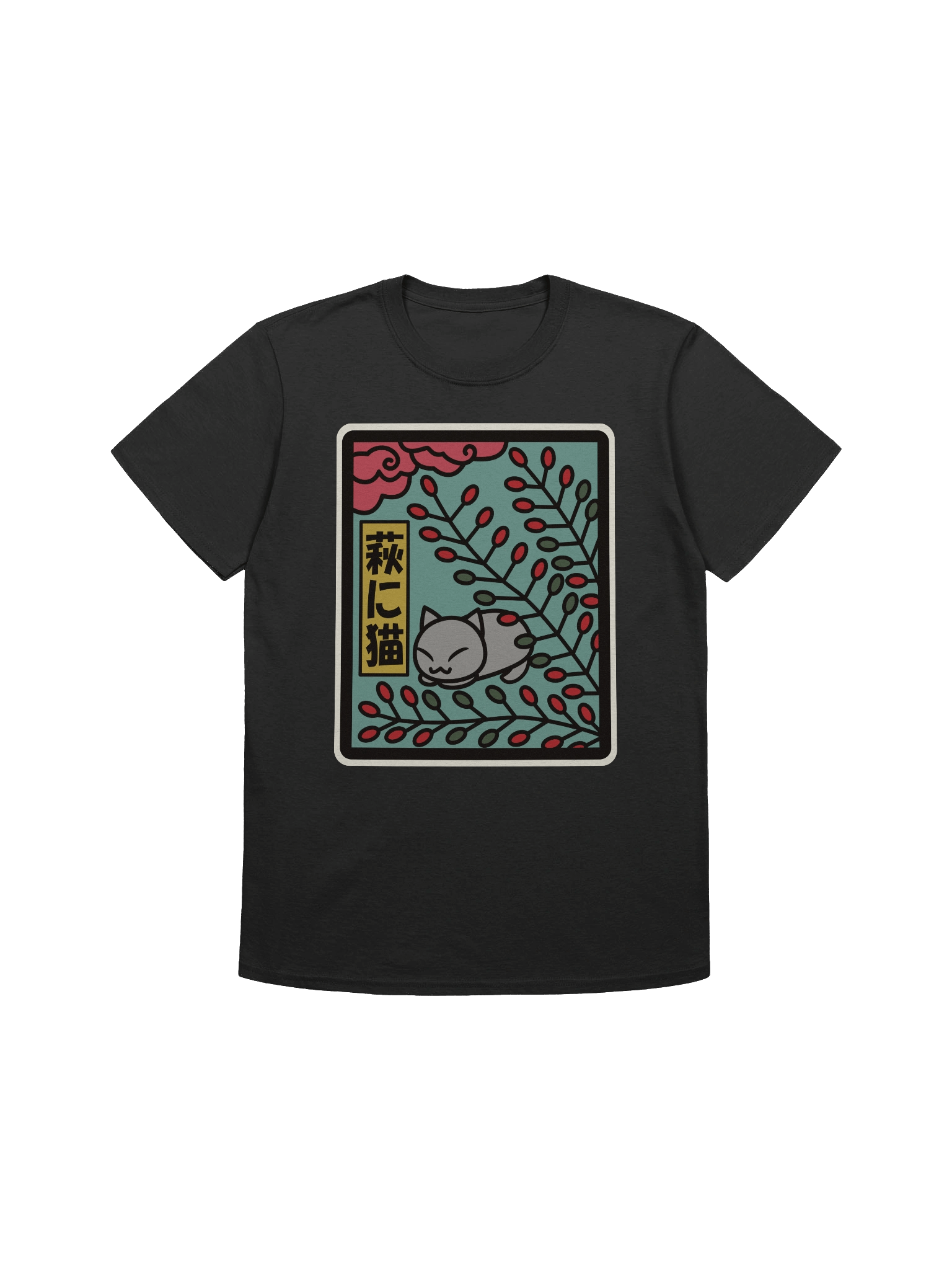 July Hanafuda Cat - Unisex Adult Super Soft Lightweight T-shirt product image (2)