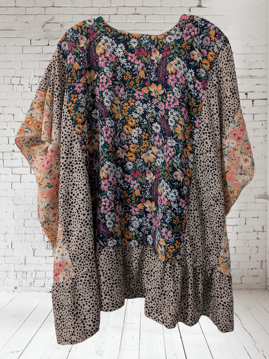 2X Boho Short Sleeve Flower Kimono product image (2)