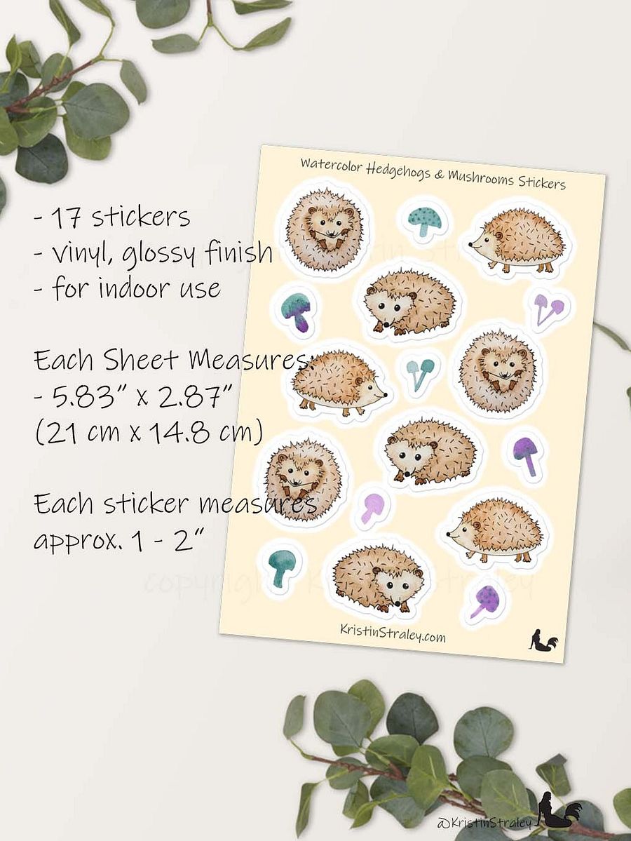 Hedgehogs and Mushrooms Sticker Sheet product image (3)