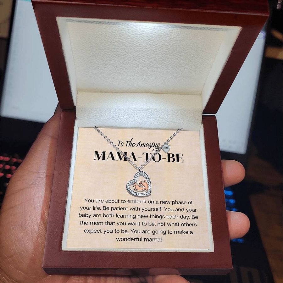 To The Amazing Mama-to-Be – Rose Gold Baby Feet Necklace product image (5)