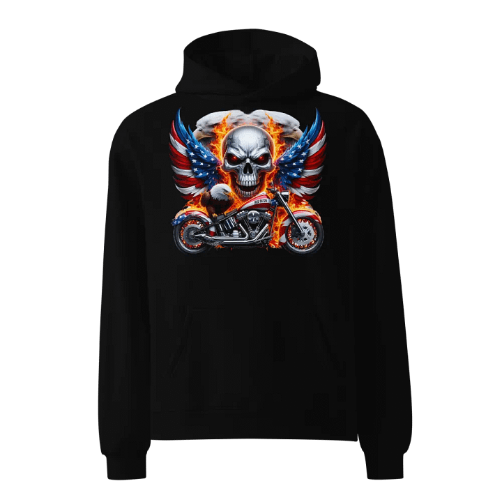 Patriotic Skull & Motorcycle Oversized Hoodie #3 product image (1)