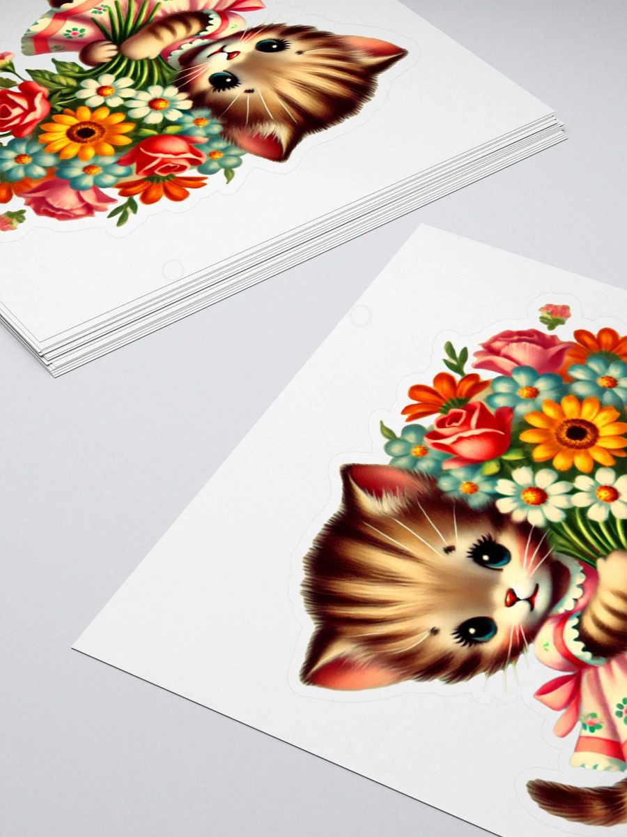 Adorable Flower Kitten Sticker - Retro Cute Cat product image (11)