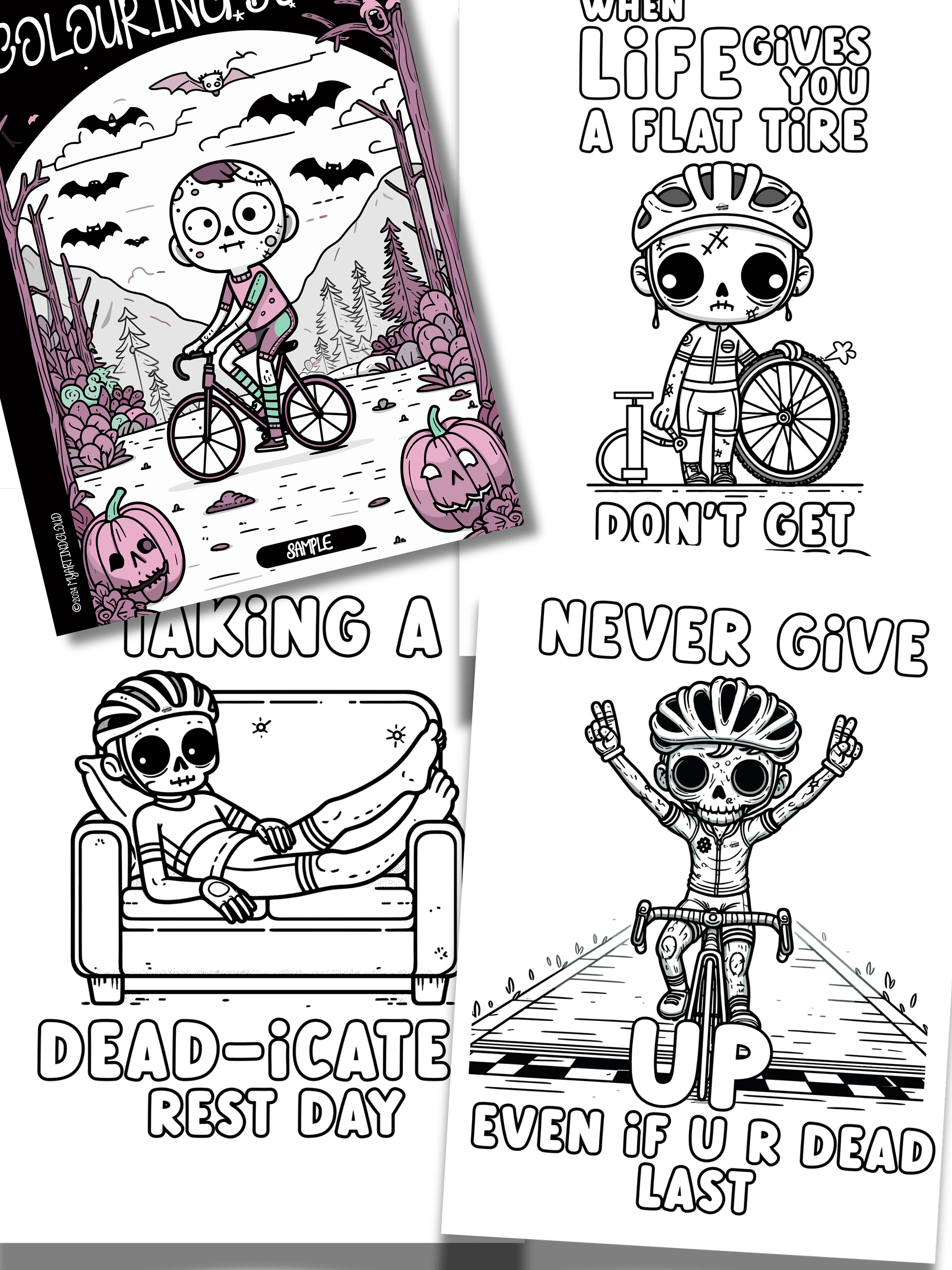 Free Zombie cyclist colouring pages product image (1)