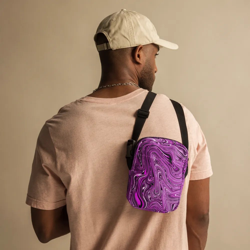 Utility Crossbody Bag - Purple and White Fluid Swirls product image (8)