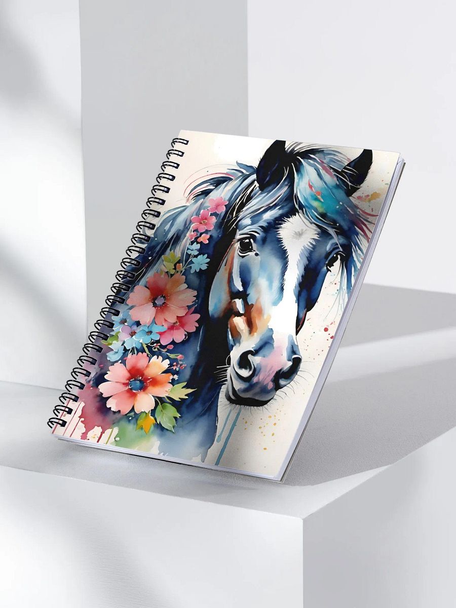 Whimsical Horse Floral Grunge Spiral Notebook product image (3)