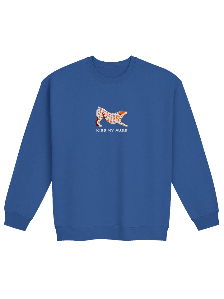 Kiss My Auss Sweatshirt (Embroidered) of an Australian Cattle Dog(Red Heeler, Docked Tail) product image (13)