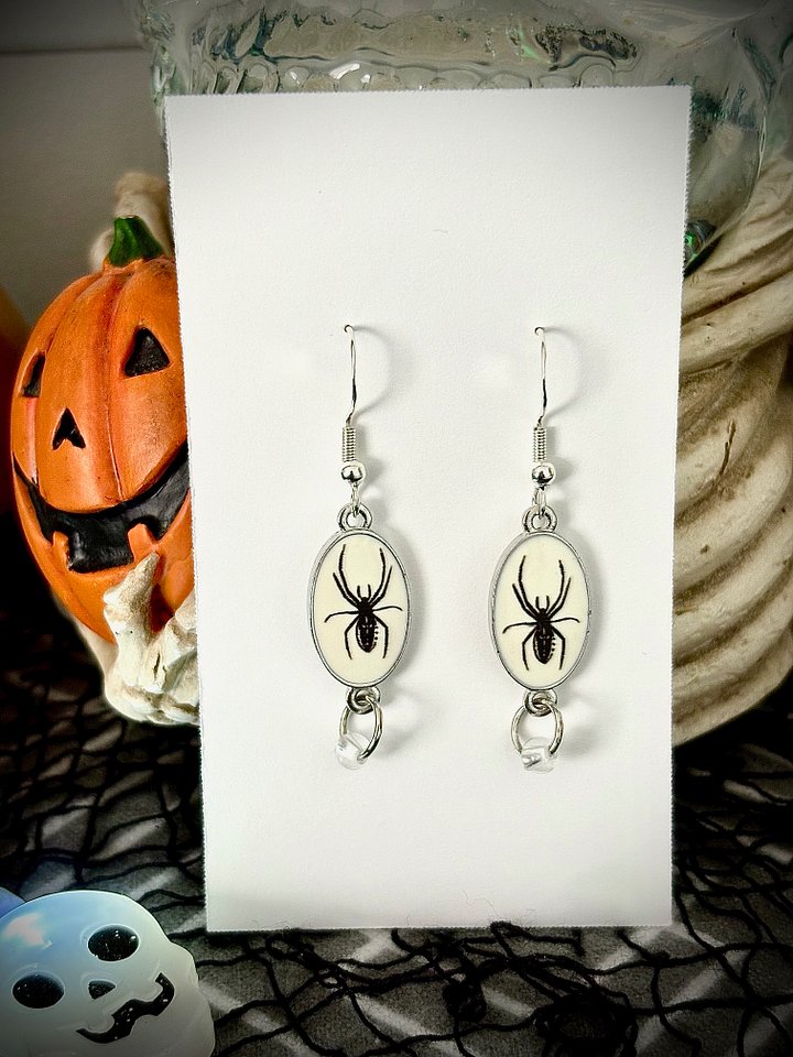MFD-00242 | Spooky Spider Charm Earrings 🕷️✨ | Handmade Halloween Jewelry by Monique Faella Designs™ product image (1)