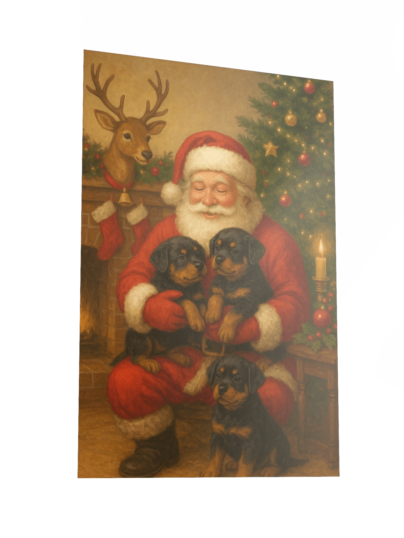 Santa's Rottweiler Puppies Festive Poster product image (4)
