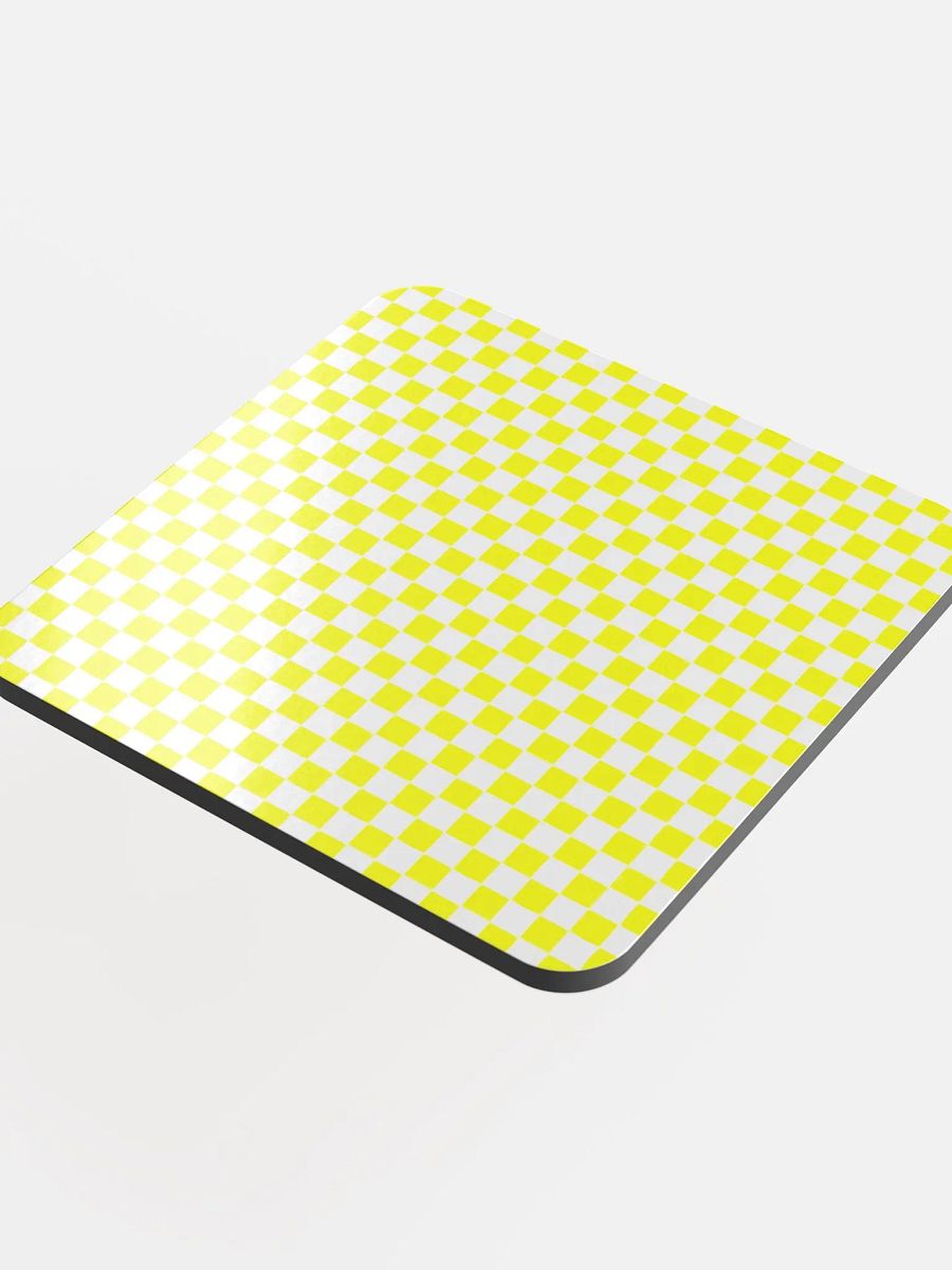 Checkers! Neon Yellow and White Checkered Cork Coaster product image (4)
