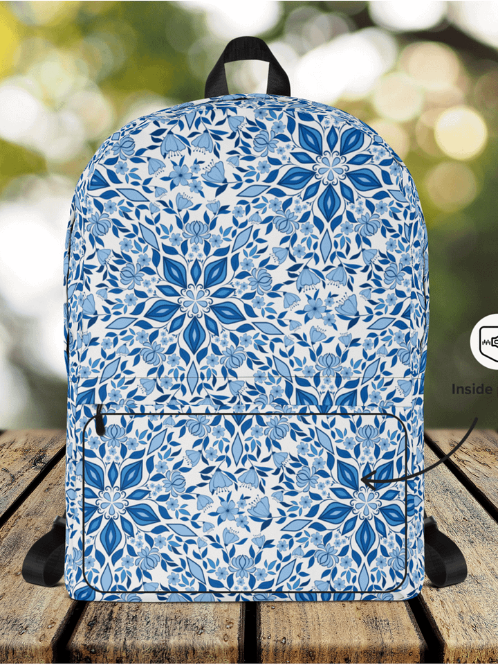 Blue Flower Kaleidoscope Backpack product image (1)