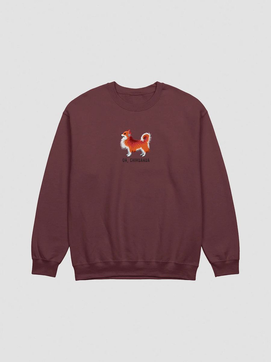 Oh, Chihuahua Sweatshirt (Embroidered) of a Longhaired Chihuahua(Red) product image (1)