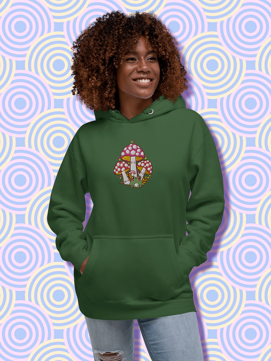 Whimsical Mushroom Frog Unisex Hoodie product image (4)