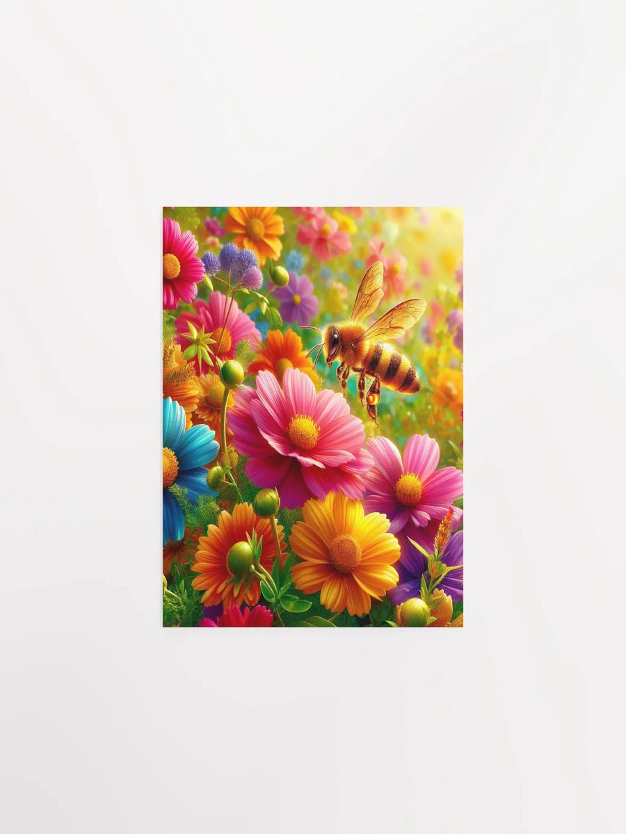 Vibrant Garden Blooms with Honeybee Poster product image (2)